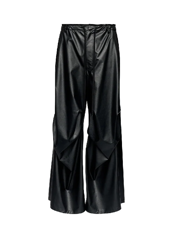 Lightweight Faux Leather Pants (Black)