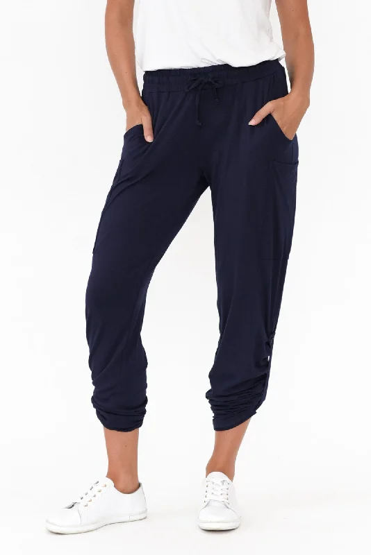 Navy Bamboo Pocket Pants