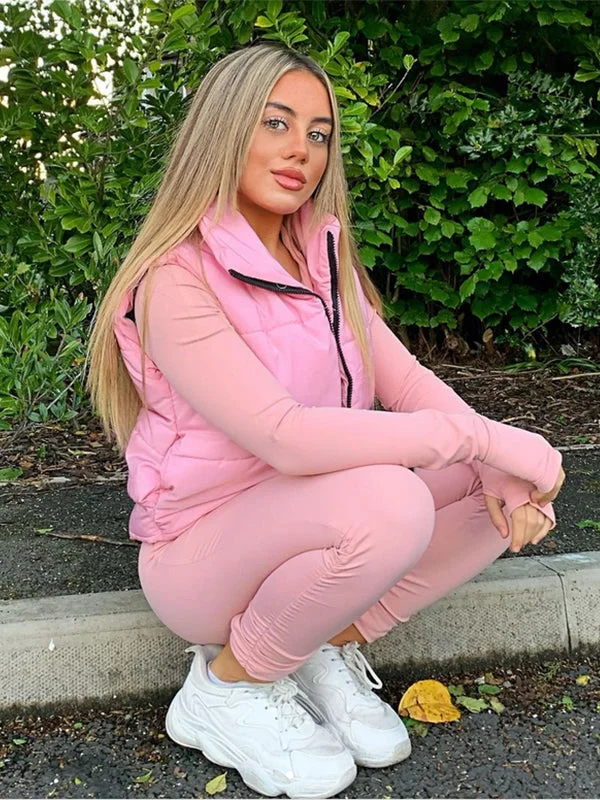 Pink Padded Cropped Gilet - Abigail