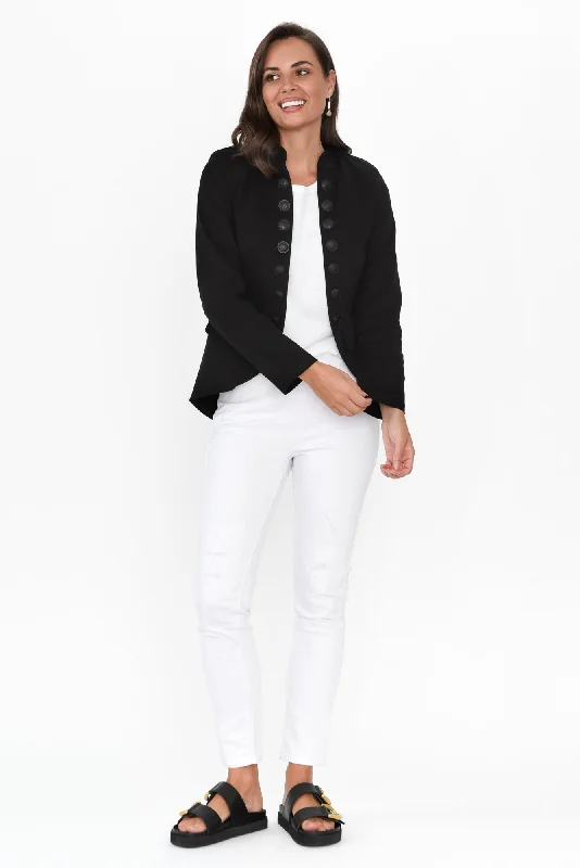 Stacey Black Cotton Military Jacket