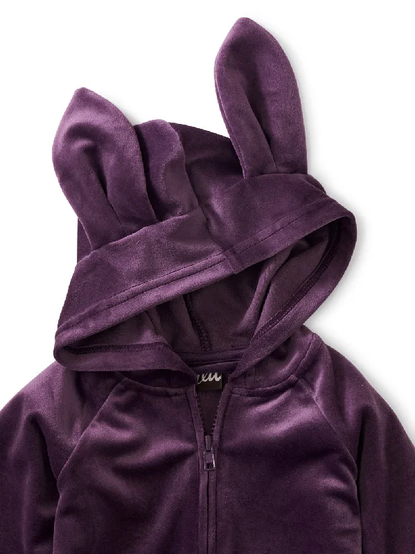 Bunny Ears Velour Baby Hoodie - Purple Punch - FINAL SALE