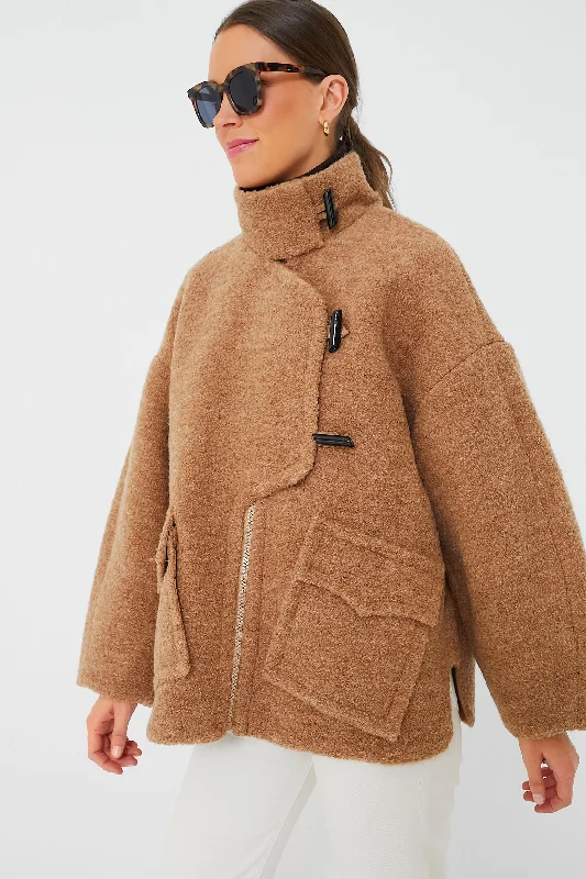 Tiger's Eye Boucle Wool Drop Shoulder Jacket