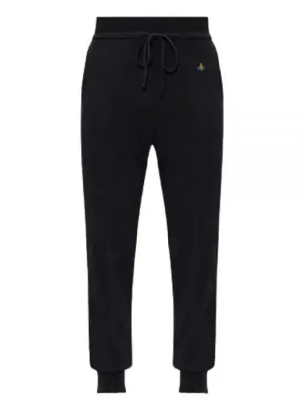 Women's Embroidered Logo Cashmere Blend Track Pants Black