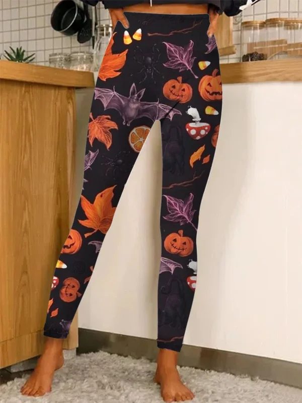 Women's Halloween Printed Stretch Tights Sports Pants