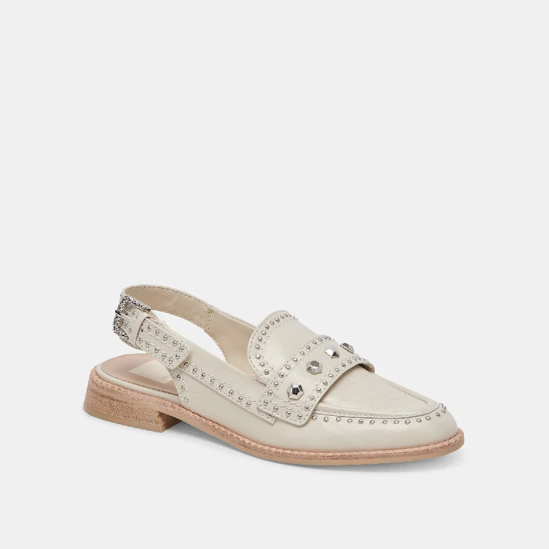 HARDI STUD LOAFERS IVORY CRINKLE PATENT