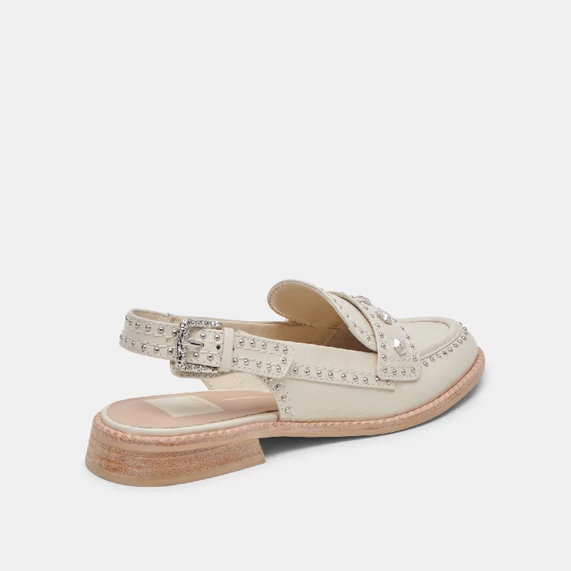 HARDI STUD LOAFERS IVORY CRINKLE PATENT