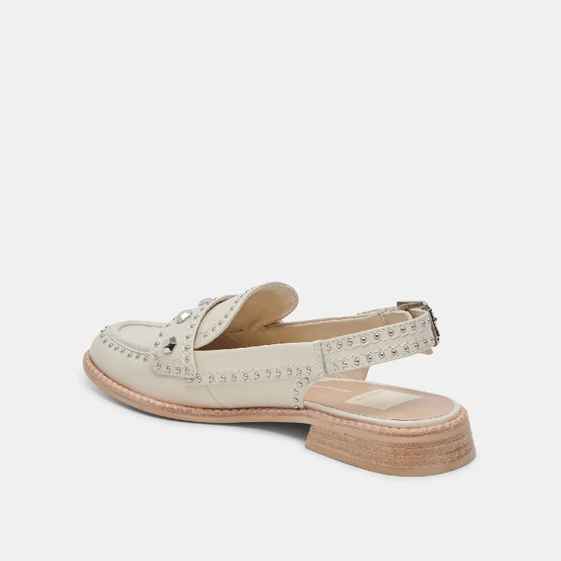 HARDI STUD LOAFERS IVORY CRINKLE PATENT