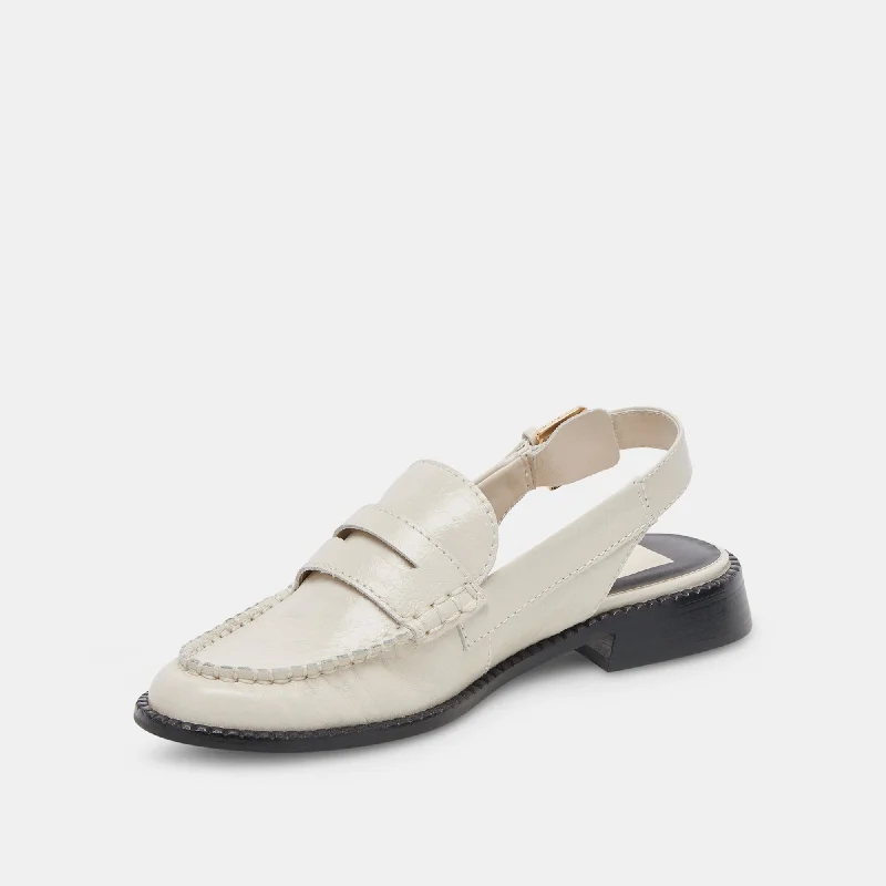 HARDI WIDE LOAFERS IVORY CRINKLE PATENT