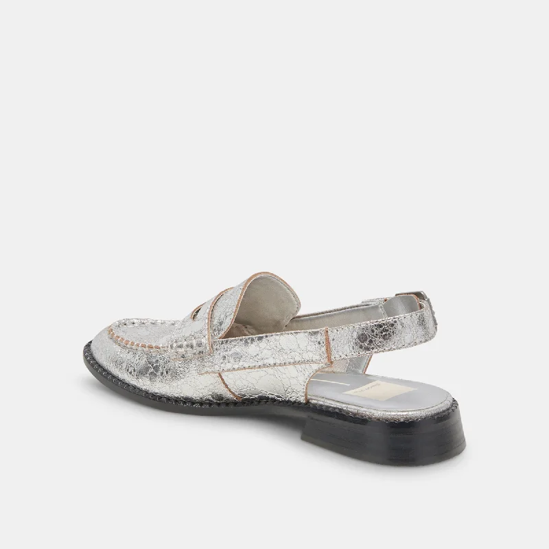 HARDI WIDE LOAFERS SILVER CRACKLED LEATHER