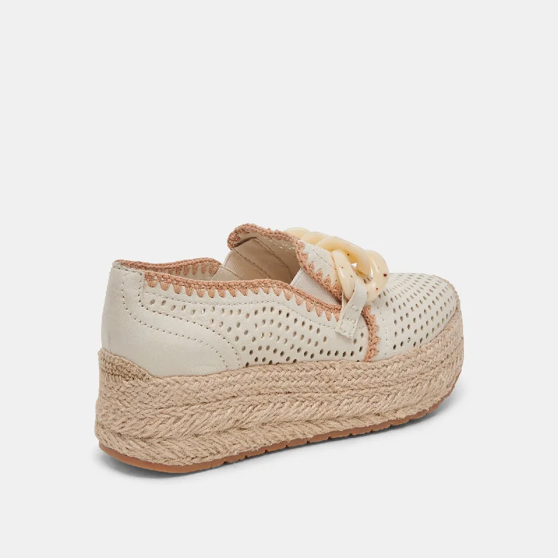 JHENEE ESPADRILLE SNEAKERS IVORY PERFORATED NUBUCK