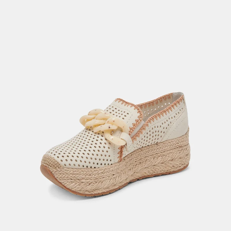 JHENEE ESPADRILLE SNEAKERS IVORY PERFORATED NUBUCK