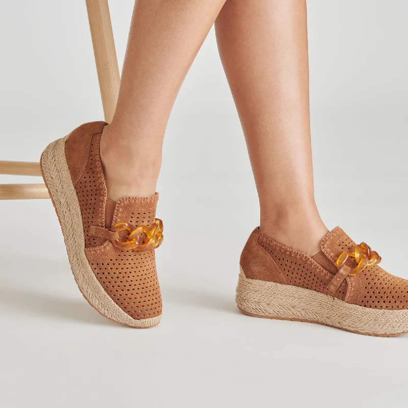 JHENEE ESPADRILLE SNEAKERS PECAN PERFORATED SUEDE