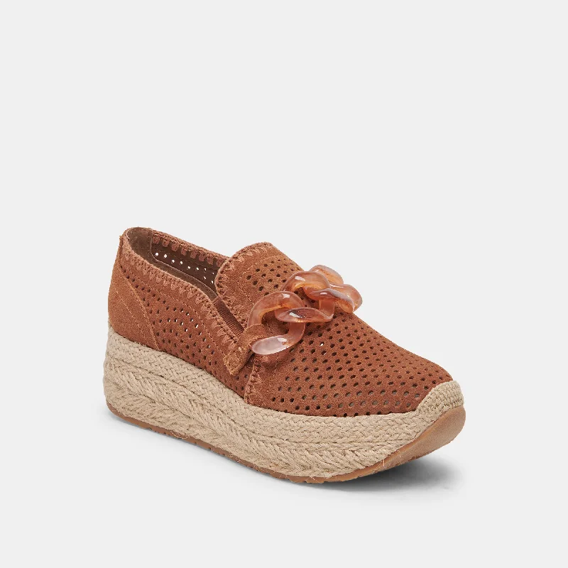 JHENEE ESPADRILLE SNEAKERS PECAN PERFORATED SUEDE