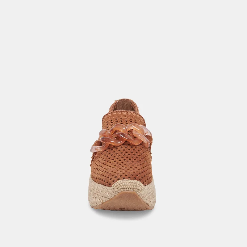 JHENEE ESPADRILLE SNEAKERS PECAN PERFORATED SUEDE