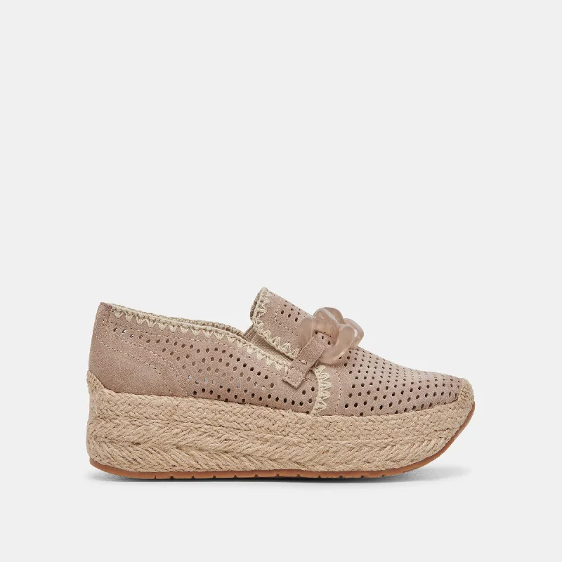 JHENEE ESPADRILLE SNEAKERS TAUPE PERFORATED SUEDE