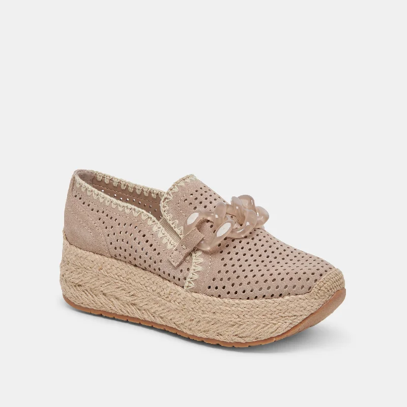 JHENEE ESPADRILLE SNEAKERS TAUPE PERFORATED SUEDE