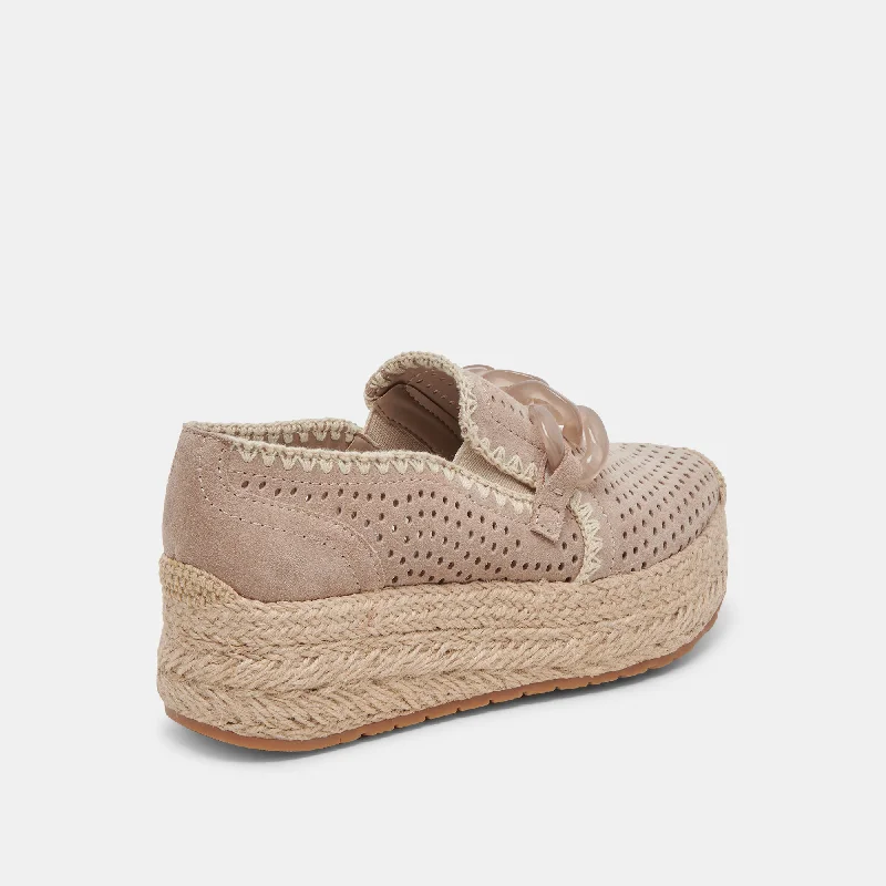 JHENEE ESPADRILLE SNEAKERS TAUPE PERFORATED SUEDE