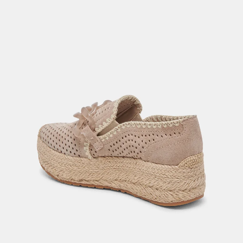 JHENEE ESPADRILLE SNEAKERS TAUPE PERFORATED SUEDE