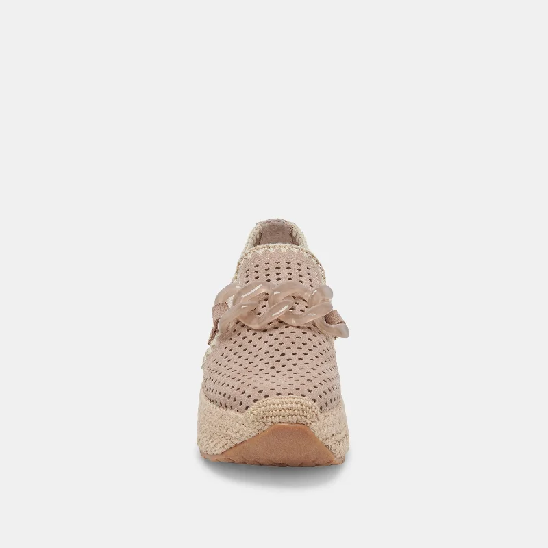 JHENEE ESPADRILLE SNEAKERS TAUPE PERFORATED SUEDE