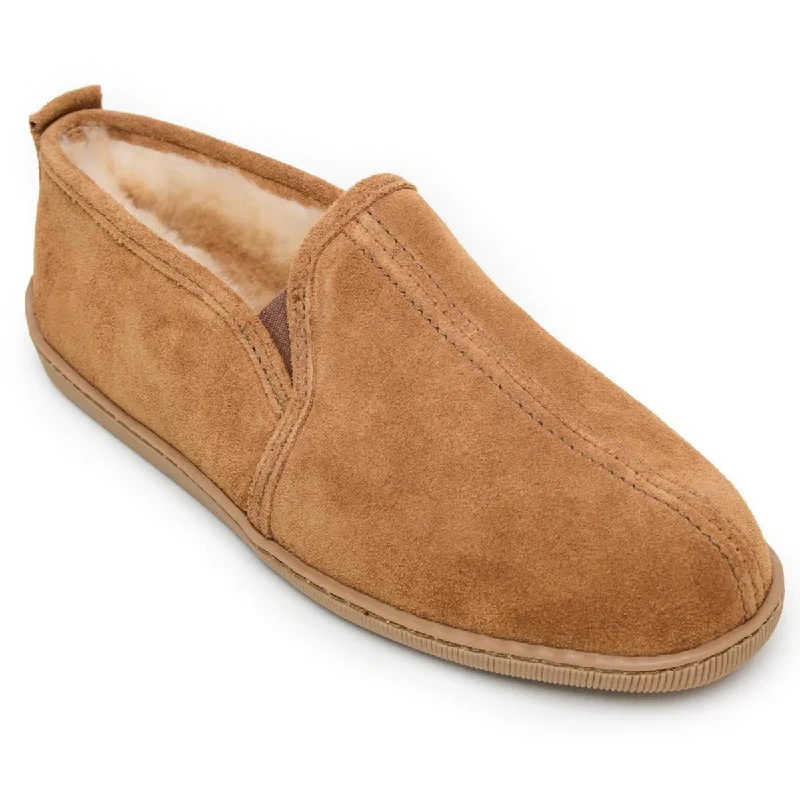 Minnetonka Mens TWIN GORE SHEEPSKIN Suede Slip-On Shoes