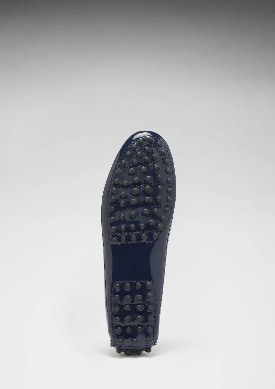 Women's Penny Driving Loafers, navy blue patent leather