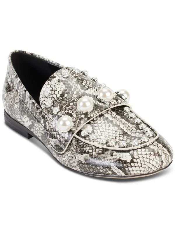 Avah Studs Womens Jeweled Snake Print Loafers