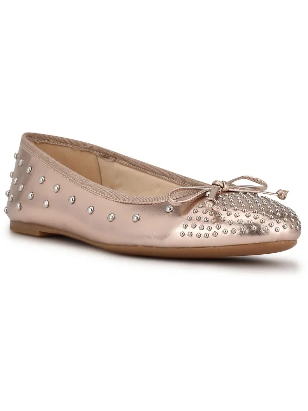 CURVY 3 Womens Faux Leather Metallic Ballet Flats