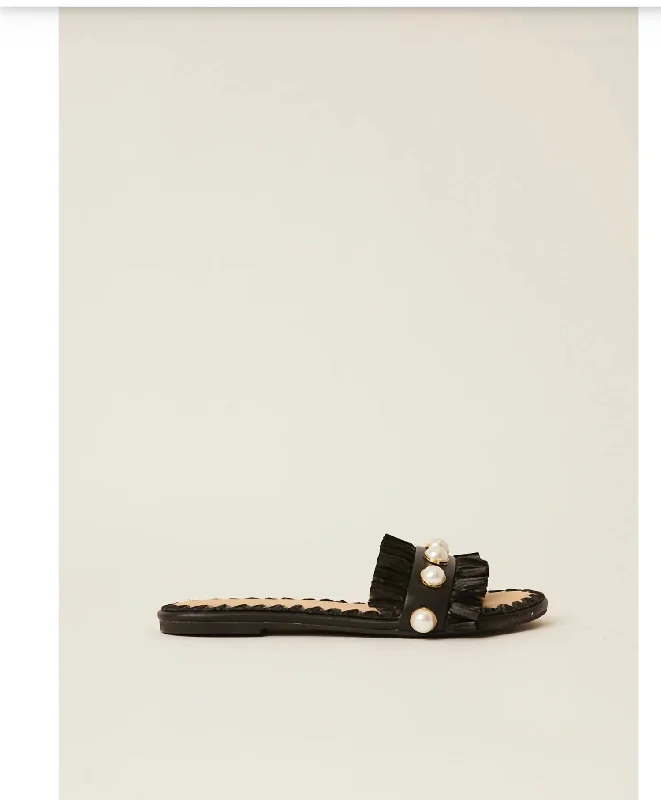 Valentina Fringe Slide In Black