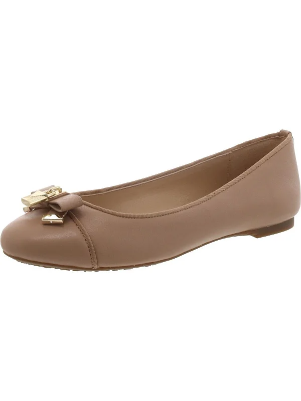 Womens Leather Bow Ballet Flats