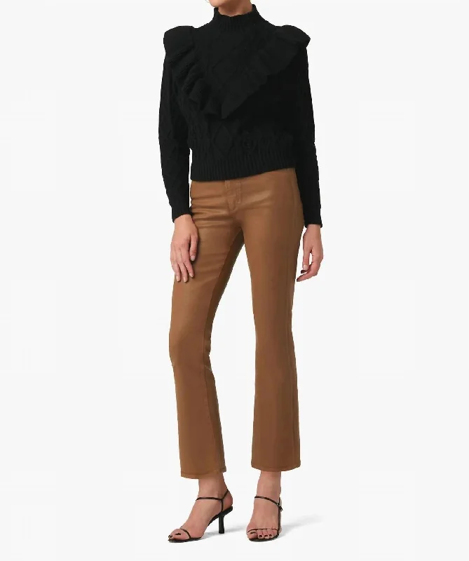 Only a Few Left – Order Now!Only a Few Left – Order Now!Callie Crop Bootcut Coated Jean In Leather Brown