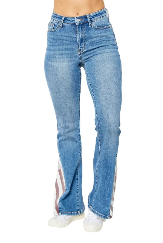 Massive Price Cuts!Massive Price Cuts!Flag Print Flare Jean In Medium Wash