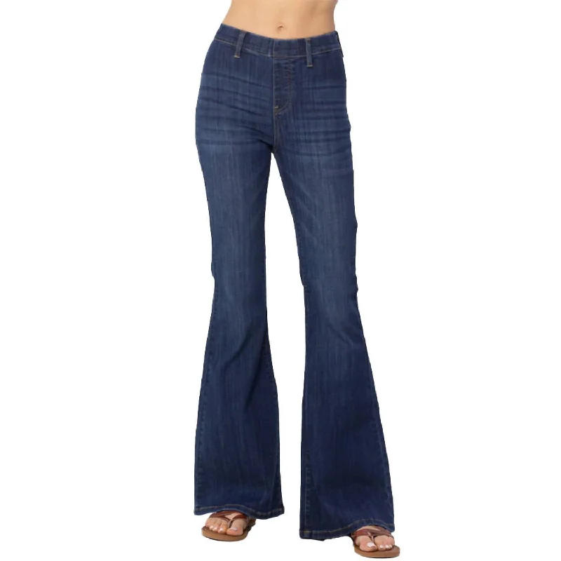 Save More with Every Purchase!Save More with Every Purchase!High Waist Pull On Flare Leg Jeans In Dark Wash Save More with Every Purchase!Save More with Every Purchase!High Waist Pull On Flare Leg Jeans In Dark Wash