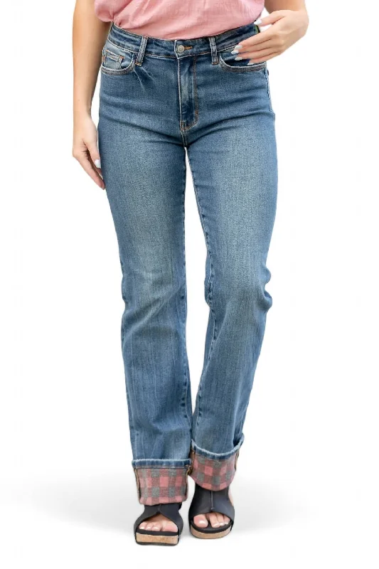 The Sale You’ve Been Waiting For!The Sale You’ve Been Waiting For!Plaid Cuff Straight Leg Jean In Medium Wash The Sale You’ve Been Waiting For!The Sale You’ve Been Waiting For!Plaid Cuff Straight Leg Jean In Medium Wash