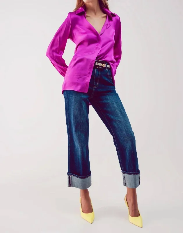 Shop Now and Save!Shop Now and Save!Straight Leg Cuffed Jeans In Mid Wash