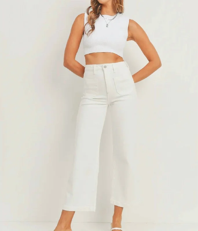 More Discounts, More Joy!More Discounts, More Joy!Wide Leg Patch Pocket Jeans In White More Discounts, More Joy!More Discounts, More Joy!Wide Leg Patch Pocket Jeans In White
