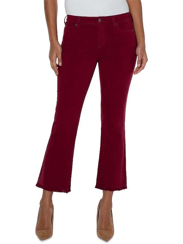 Limited Time Offer!Limited Time Offer!Womens Mid Rise Cropped Flared Jeans
