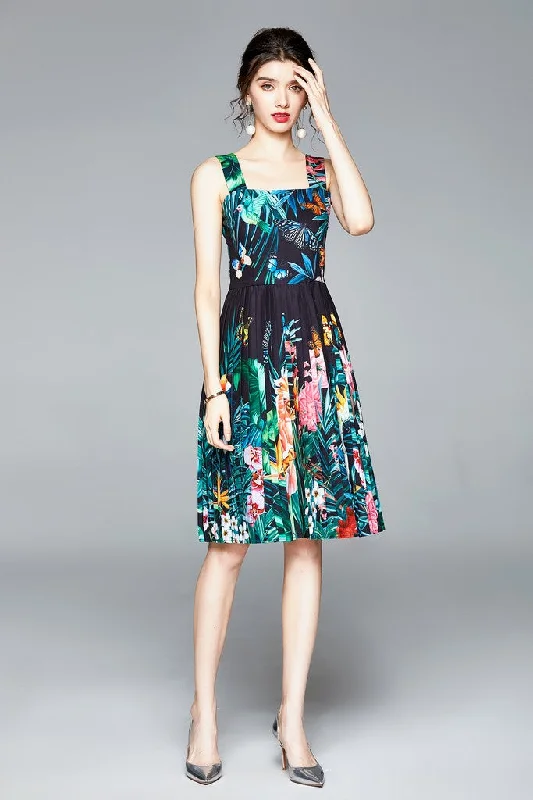 The Sale You’ve Been Waiting For!The Sale You’ve Been Waiting For!Black & Multicolor print A-line Off The Shoulder Strap Knee Printed Dress The Sale You’ve Been Waiting For!The Sale You’ve Been Waiting For!Black & Multicolor print A-line Off The Shoulder Strap Knee Printed Dress