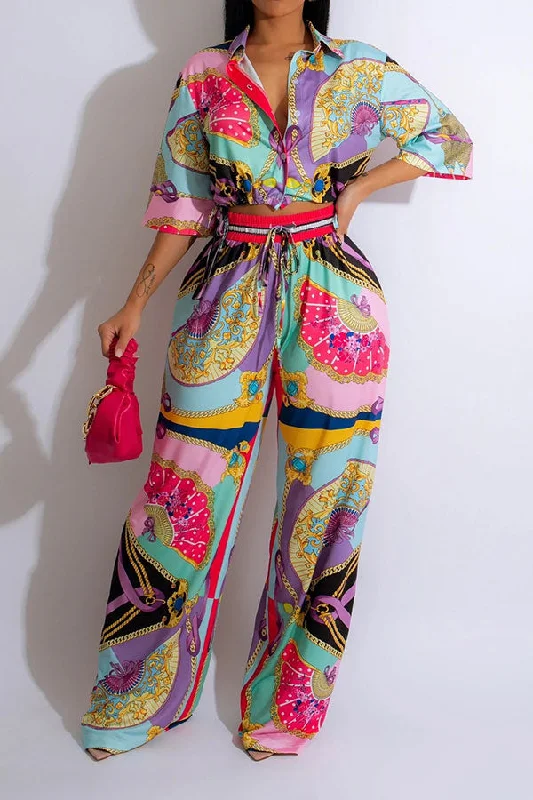 Don’t Wait – Shop Today!Don’t Wait – Shop Today!Fan Print Colorful Drawstring Pant Suit Don’t Wait – Shop Today!Don’t Wait – Shop Today!Fan Print Colorful Drawstring Pant Suit