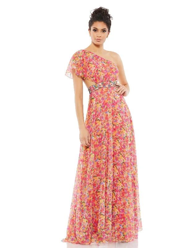 Upgrade for Less!Upgrade for Less!Floral Print One Shoulder Butterfly Sleeve A Line Gown Upgrade for Less!Upgrade for Less!Floral Print One Shoulder Butterfly Sleeve A Line Gown