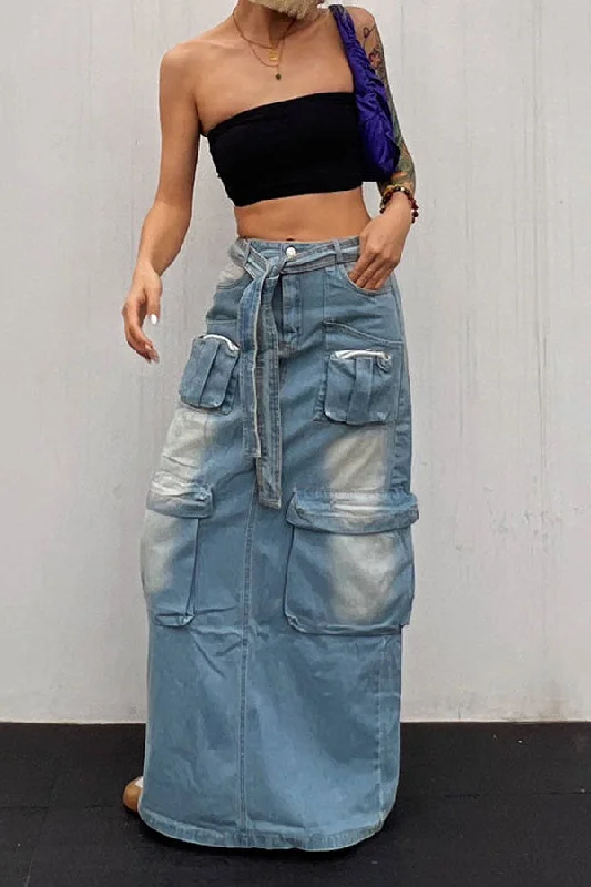 Massive Price Cuts!Massive Price Cuts!Gradient Punk Multi Pocket Belted Denim Skirt Massive Price Cuts!Massive Price Cuts!Gradient Punk Multi Pocket Belted Denim Skirt
