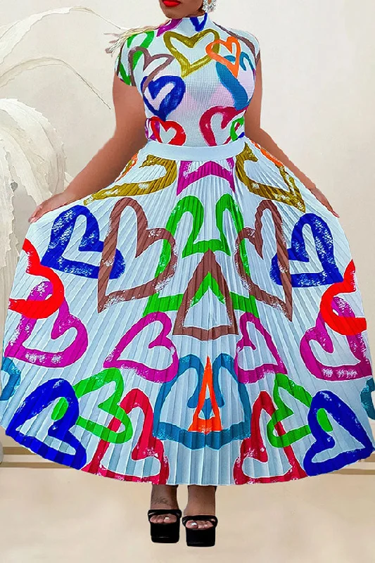 Your Dream Deal is Here!Your Dream Deal is Here!Heart Print Classic Pleated Skirt Suit Your Dream Deal is Here!Your Dream Deal is Here!Heart Print Classic Pleated Skirt Suit
