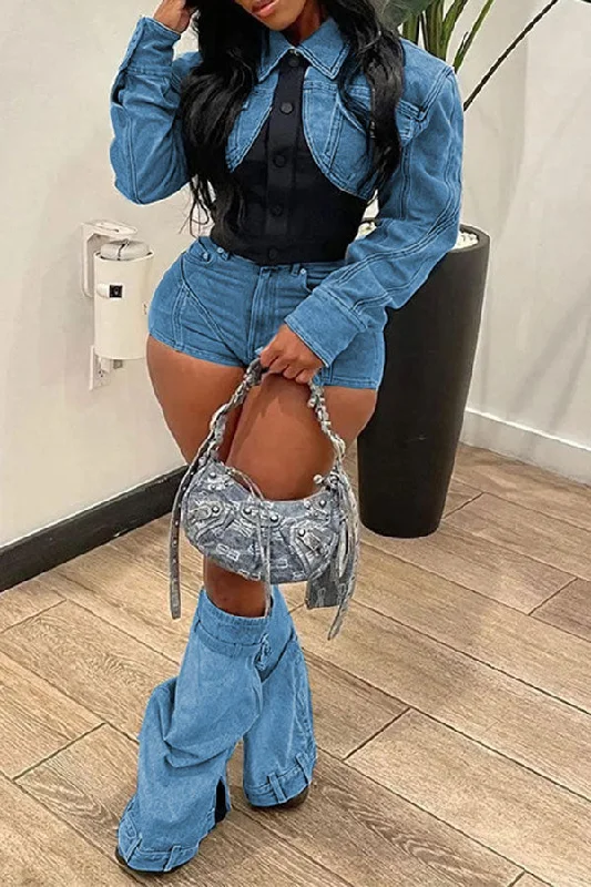 Hurry! While Supplies Last!Hurry! While Supplies Last!Hit Color Patchwork Stylish Denim Pant Suit Hurry! While Supplies Last!Hurry! While Supplies Last!Hit Color Patchwork Stylish Denim Pant Suit