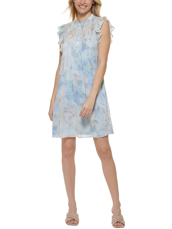 Limited Stock Available!Limited Stock Available!Petites Womens Chiffon Floral Shift Dress Limited Stock Available!Limited Stock Available!Petites Womens Chiffon Floral Shift Dress