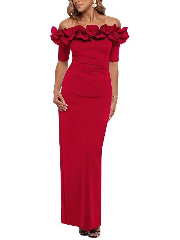 Shop Now and Save!Shop Now and Save!Petites Womens Off-The-Shoulder Maxi Evening Dress