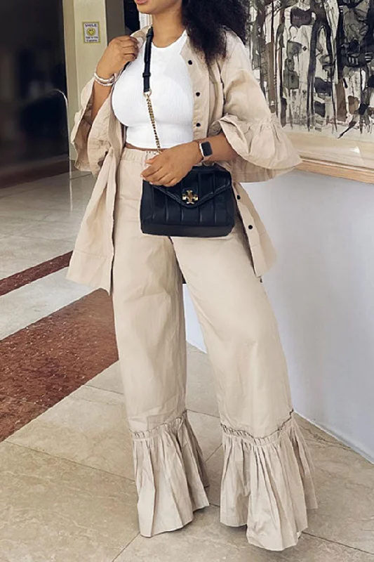 Enjoy Huge Discounts Now!Enjoy Huge Discounts Now!Solid Color Ruffle Urban Micro Flared Pant Suit Enjoy Huge Discounts Now!Enjoy Huge Discounts Now!Solid Color Ruffle Urban Micro Flared Pant Suit