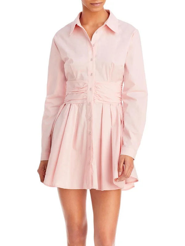Crazy Discounts Inside!Crazy Discounts Inside!Womens Gathered Above Knee Shirtdress Crazy Discounts Inside!Crazy Discounts Inside!Womens Gathered Above Knee Shirtdress