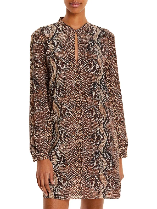 Shop Now and Save!Shop Now and Save!Briona Womens Silk Snake Print Mini Dress