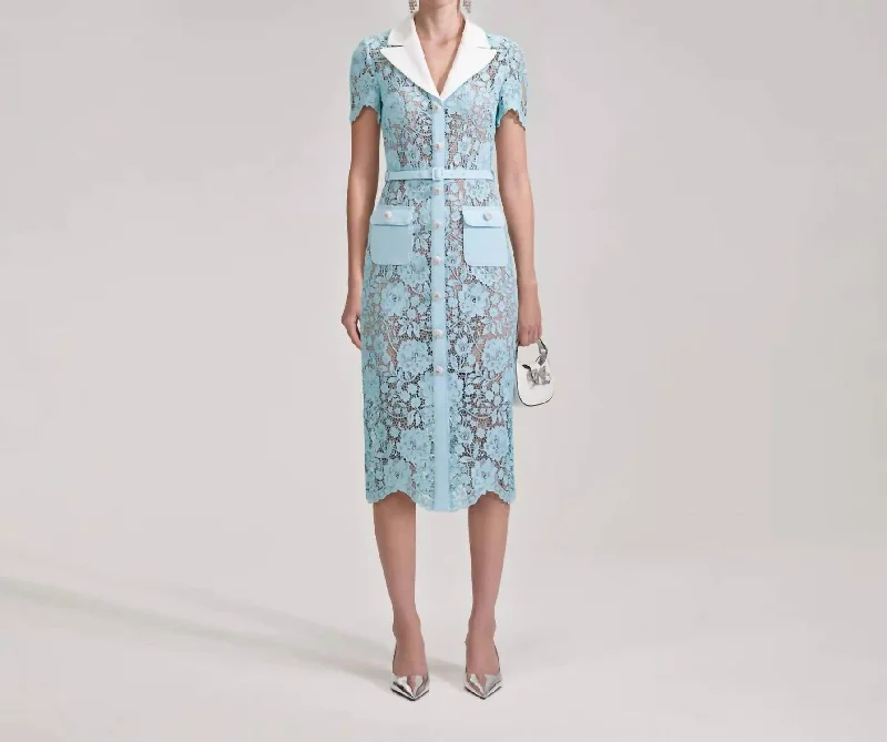 Best Price of the Season!Best Price of the Season!Cord Lace Midi Dress In Blue