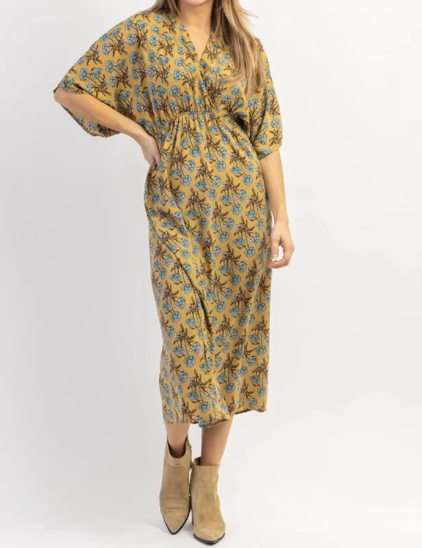 Score Big Savings Today!Score Big Savings Today!Emmy Floral Midi Dress In Mustard