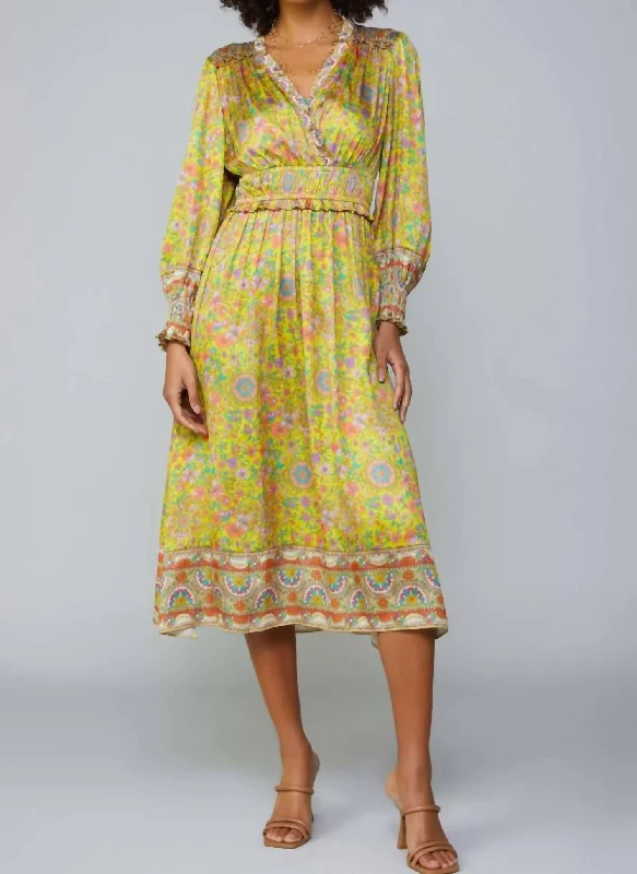 Hurry! While Supplies Last!Hurry! While Supplies Last!Floral Border Print Midi Dress In Yellow Hurry! While Supplies Last!Hurry! While Supplies Last!Floral Border Print Midi Dress In Yellow